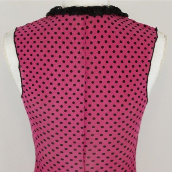 Dreamgirl Women's Small Pink Black Polka Dot Tie Closure 2 Piece Lingerie Set - Picture 4 of 6